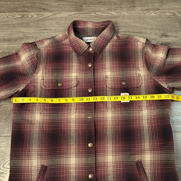 Carhartt coat Hubbard sherpa lined flannel shirt jacket women’s large - Picture 9 of 11